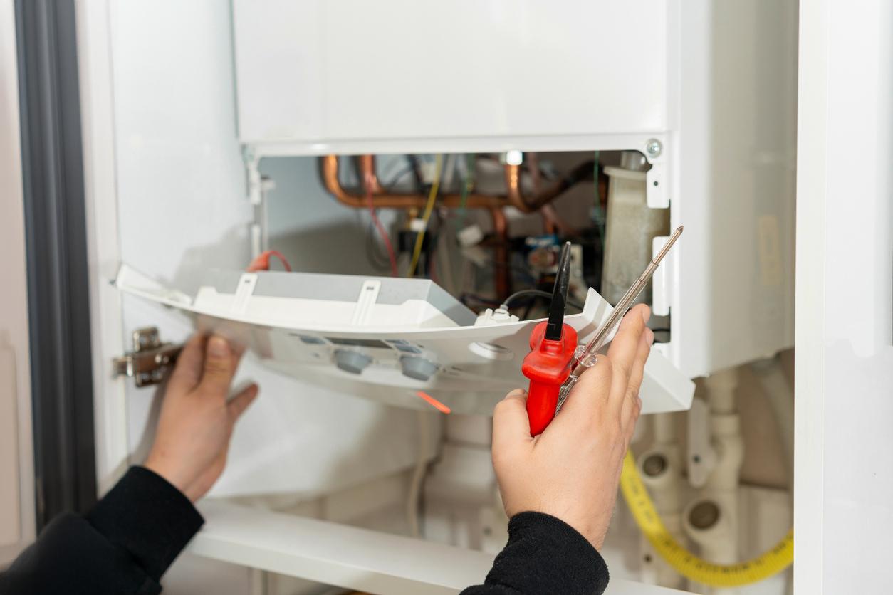 Boiler being installed